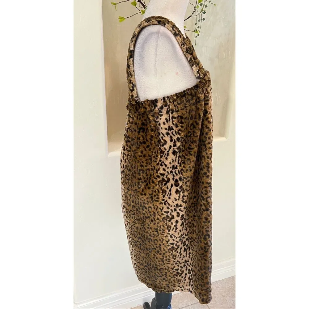 Scene Weaver Women's Cheetah Print  Fleece Bath Wrap Towel Brown OS